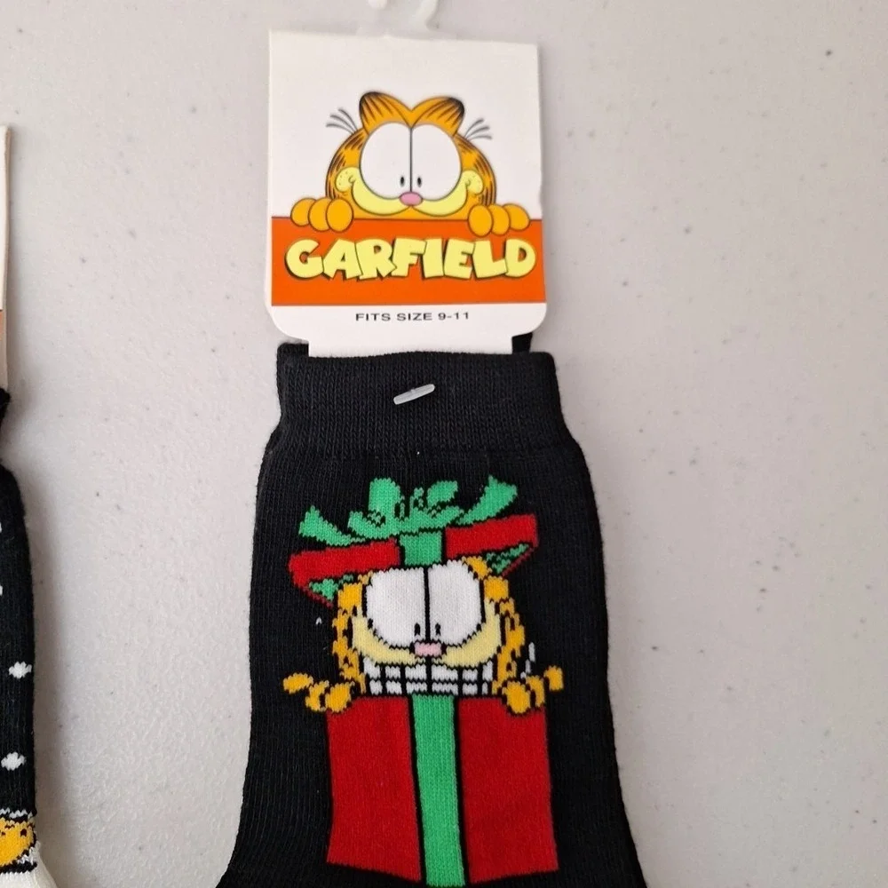 Vintage UFS 1978 GARFIELD THE CAT Women's Crew Socks Christmas Novelty NWT